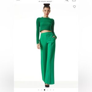 Alice and Olivia Dylan wide leg pants in emerald green